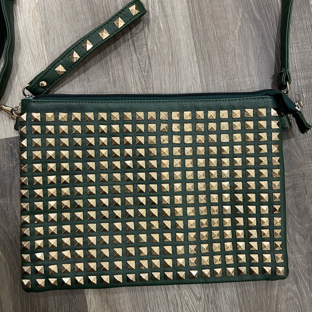Green purse with studs